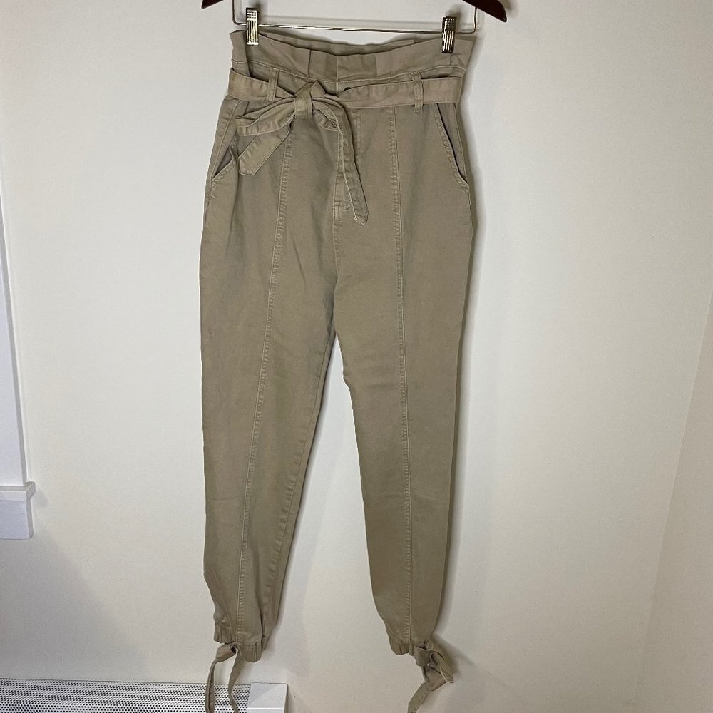 NWT Listicle High Waisted Tan Pants Women's Sz L Tie Bottoms